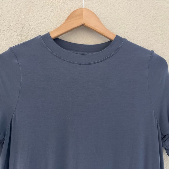 ADAY Essentialist T Shirt Dress XS Blue Short Sleeve Jersey Knit Casual Minimal - Picture 5 of 10